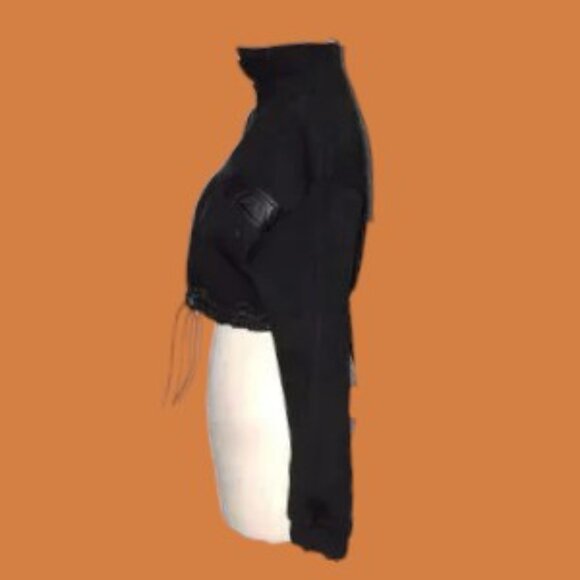 EUC Fashion Nova Crop Quarter Zip Jacket Drawstring Waist - Picture 3 of 4